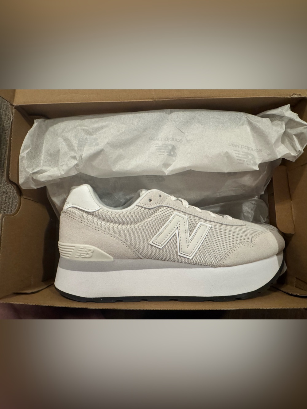 New Balance 515 H Cream White Platform Lace-Up Sneaker